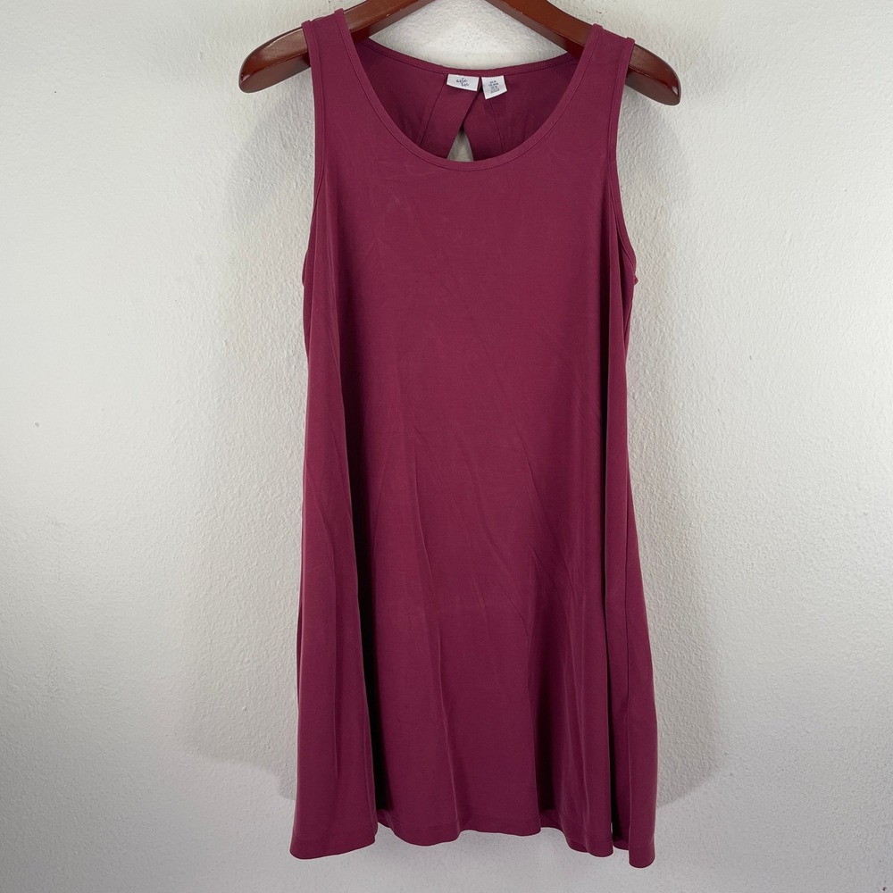 Avec Toi Womens Burgundy Sleeveless Cutout Back A-Line Mini Tank Dress M Modal